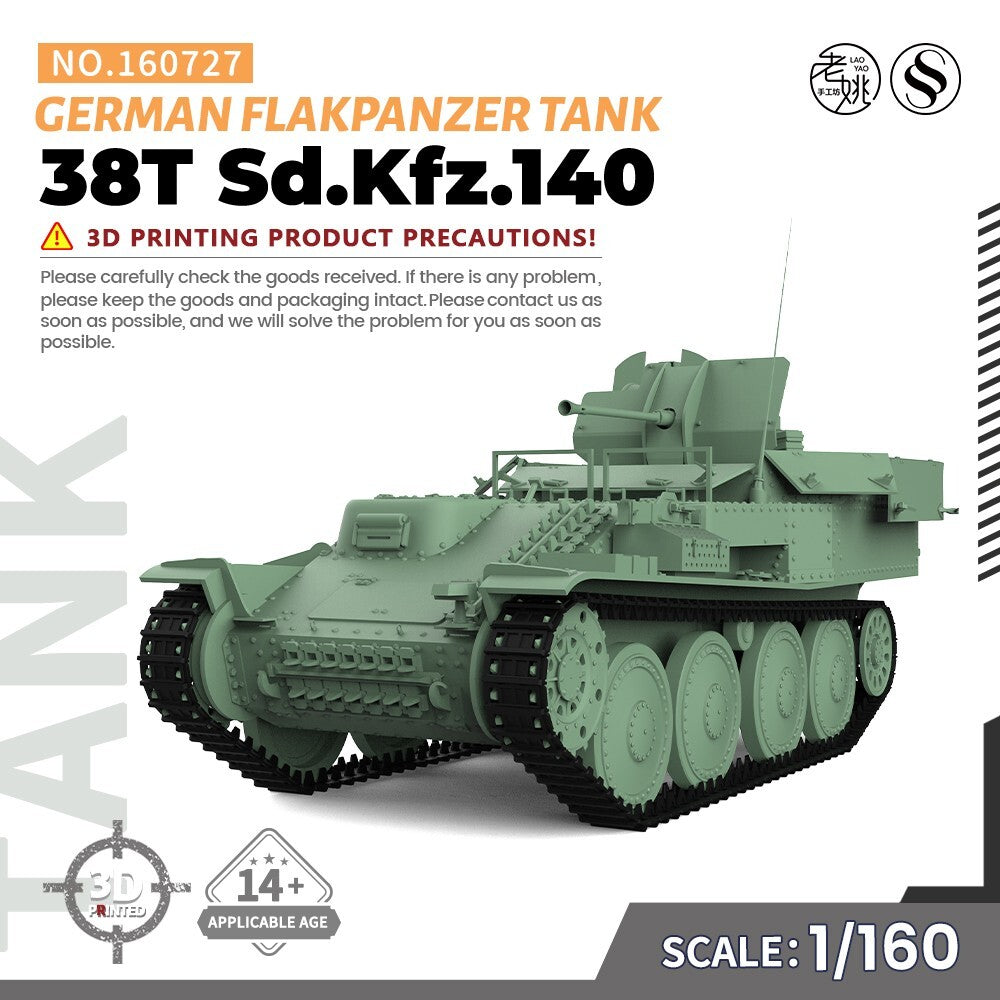 1/160 N SCALE Railway Military Model Kit German 38T Sd.Kfz.140 Flakpanzer Tank