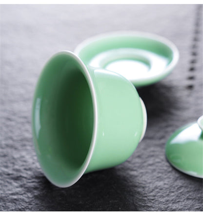 150ml Gaiwan Open Film Cover Bowl Longquan Celadon Kungfu Pot Tea Bowl Tea Cups