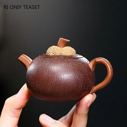 3.7" Yixing Purple Clay Teapots Famous Handmade Mangosteen Model Tea Pot Tea Set