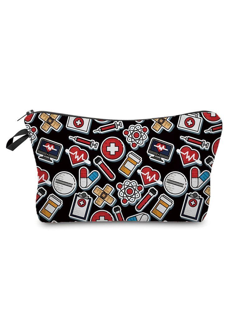 Printed Makeup Bag Reusable Storage Purse Stylish Practical Bags 2*2*13.5 CM 1PC