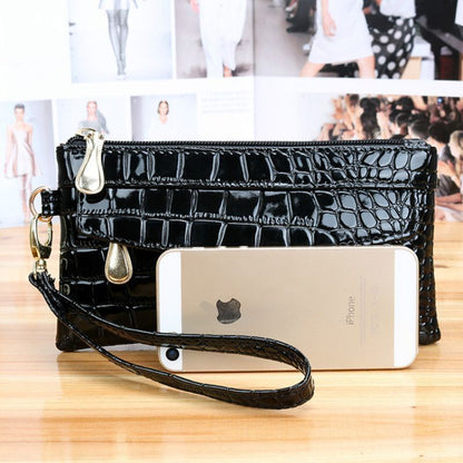 Patent Leather Wallets Fallow Long Double Zipper Wallet Clutch Bag Design Purse