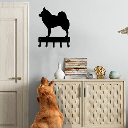 Norwegian Elkhound Dog - Key Hooks & Keychain Holder -6 inch Wide Metal Wall Art