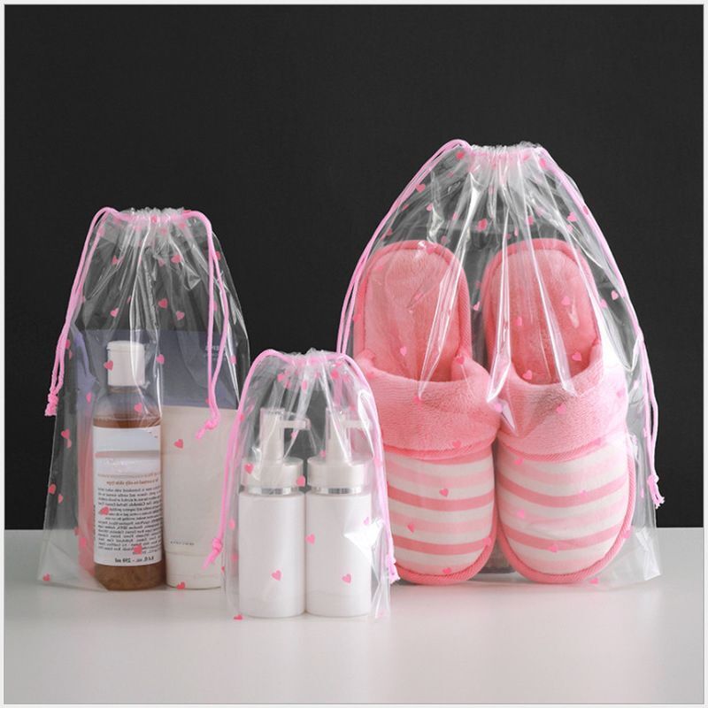 1pc Transparent Drawstring Makeup Bag Clothes Organizer Pouch Travel Cosmetic