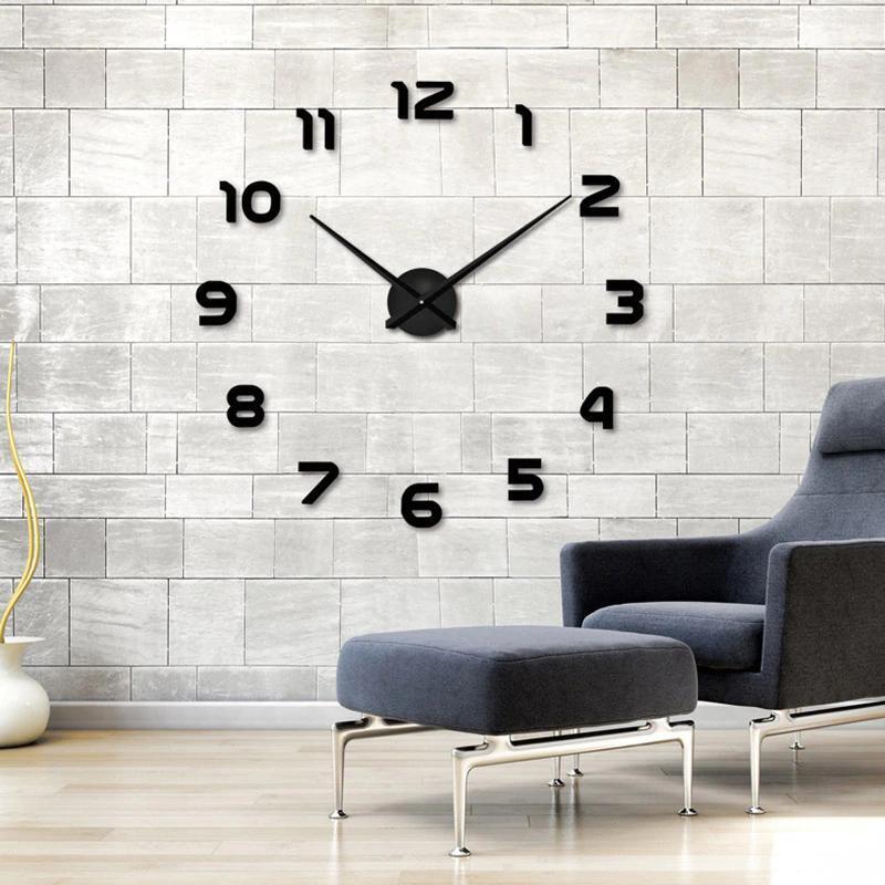 Large 3d Wall Clock Diy Home Creative Decoration Big Numbers Multi Color 37/47in