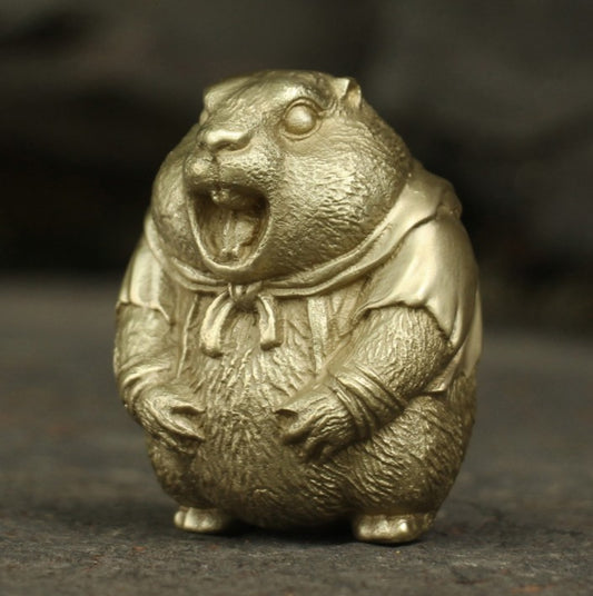 Brass Groundhog Statue Animal Figure Ground Squirrel Collection Decor