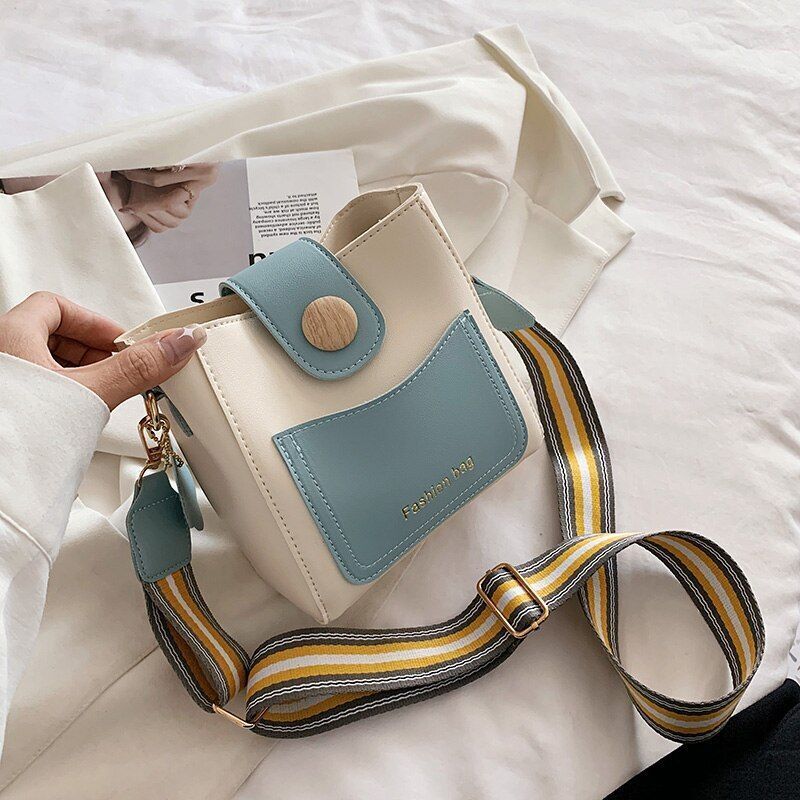 Small Bucket Shoulder Bag Synthetic Leather Messenger Bag Crossbody Bags Casual
