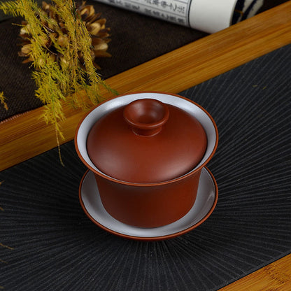 Chinese Zisha Purple Clay Porcelain Gaiwan Kungfu Tea Set Tureen Promotion Bowl