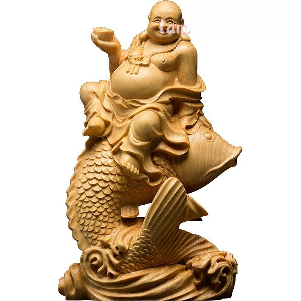 14.5cm Laughing Buddha Statue Handmade Maitreya Buddhist Figure Statue HomeDecor