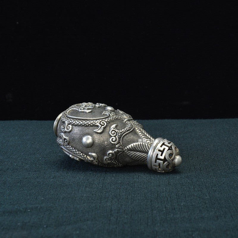 China Copper Snuff Bottle with High Relief Dragon with Pearl Pattern Xuantong