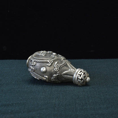 China Copper Snuff Bottle with High Relief Dragon with Pearl Pattern Xuantong