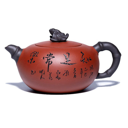 Authentic Yixing Zisha Tea Pot Chinese Character Carved Pot Full Handmade Pots