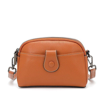 Genuine Leather Small Shoulder Bag Messenger Shell Purse Brown Pouch 19*13*7 Cm