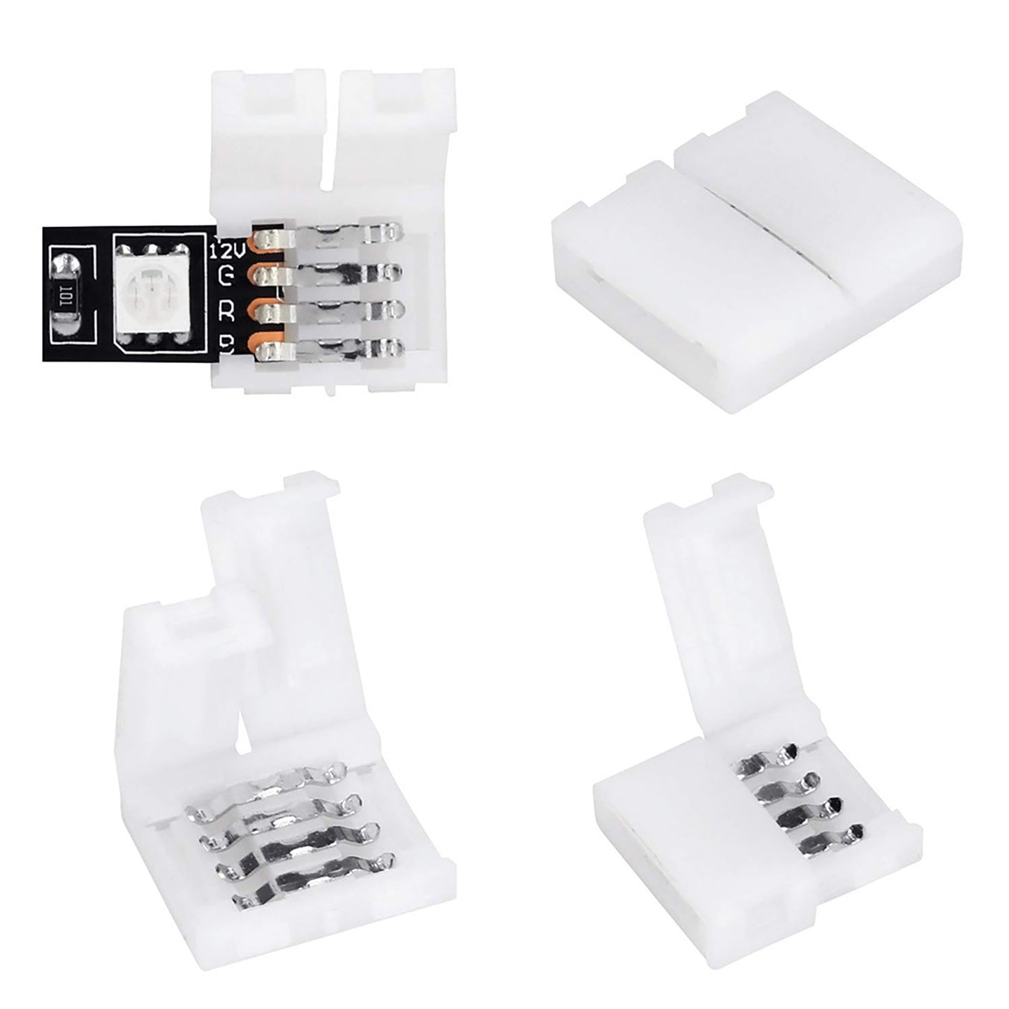 75Pack/Set 4Pin RGB 5050 LED Connectors LED Strip Light Adapters Accessories