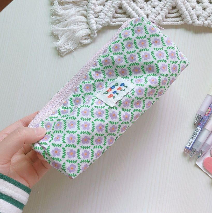 Small Cosmetic Bag Cute Makeup Cotton Fabric Toiletry Bag Students Organizer 1PC