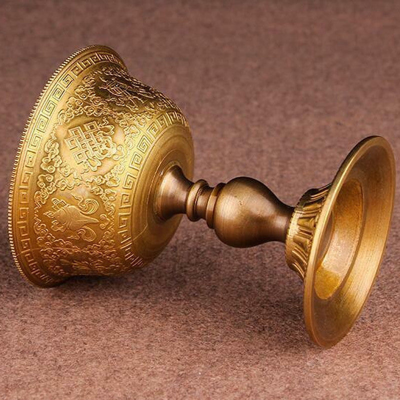 8.5cm Tibetan Buddhism Pure Copper Supply Lamp Buddhist Altar Butter Lamp Holder