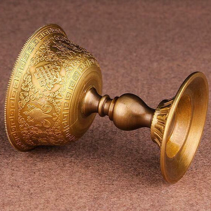 8.5cm Tibetan Buddhism Pure Copper Supply Lamp Buddhist Altar Butter Lamp Holder
