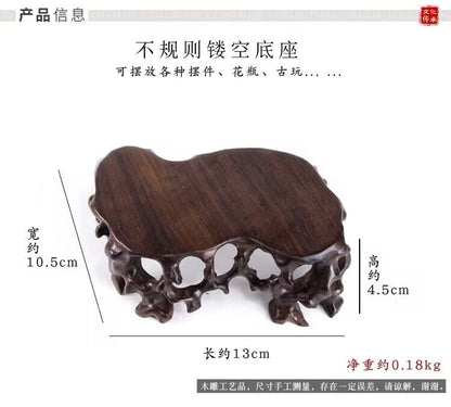 5.1" Exquisite Display Stand Hollow Base Hard Wood Carved Base Fit Figurine Vase