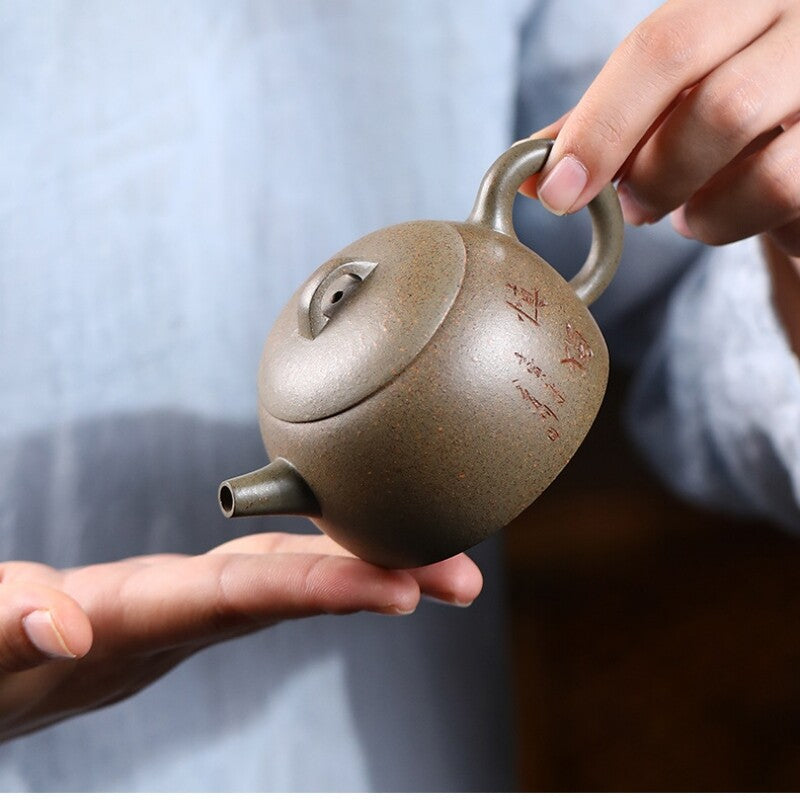 Full Handmade Tea Pot Sold At Loss Chinese Character Carved Qinquan Pot Marked