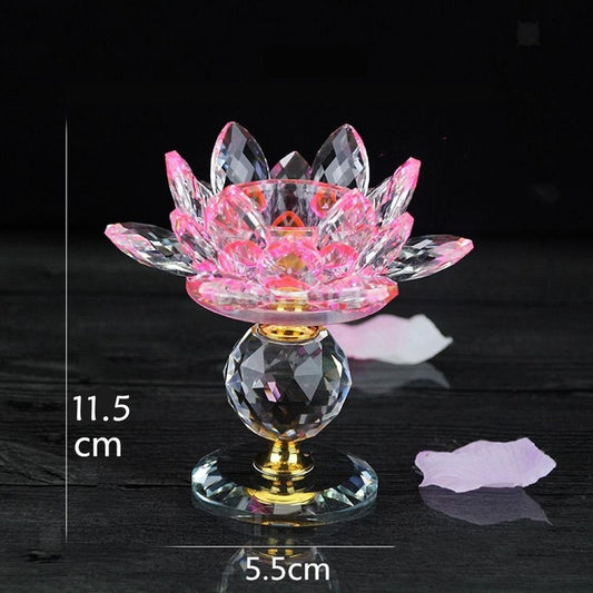 1 PC Buddhist Candle Holder Lotus Crystal Flower Tea Light Candle Holder
