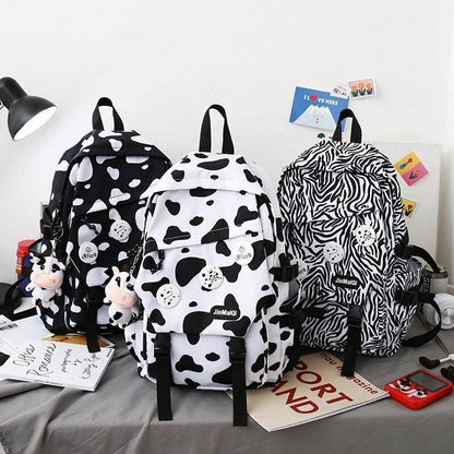 4PCS Set Backpacks Nylon Waterproof Schoolbag Traveling Bags 43*12*28 CM Black