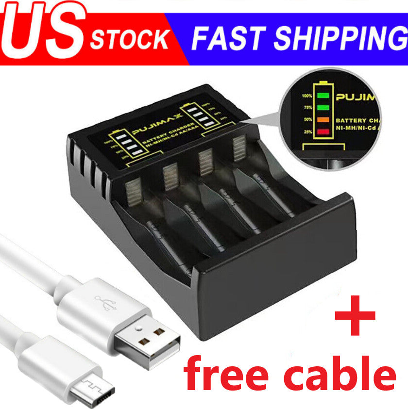 Intelligent Battery Charger 4 Slot For AA AAA NI-CD NI-MH Rechargeable Batteries