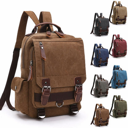 Unisex Canvas Convertible Small Backpack Rucksack Chest Pack Sling Bag Traavel