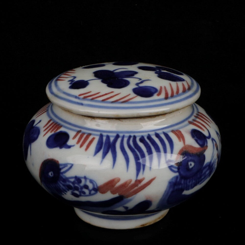 Old Chinese Porcelain Color Painted Mandarin Duck Playing Jar Pots