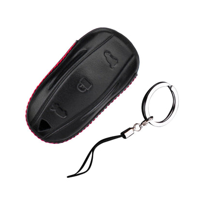 Protector Genuine Leather Car Key Cover Bag With Chain For Tesla Model S Fob