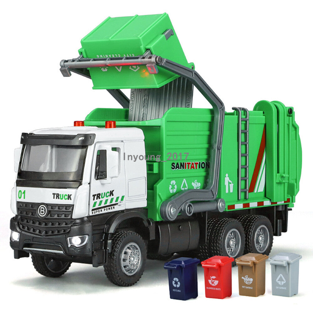 Garbage Truck Toys for Boys Diecast Vehicle Model Toy Car with Light Sound