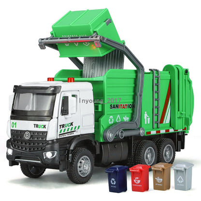 Garbage Truck Toys for Boys Diecast Vehicle Model Toy Car with Light Sound