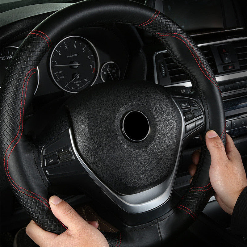 1PC Braid Car Steering Wheel Cover Case Cowhide Genuine Leather Vehicle DIY