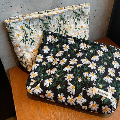 Floral Print Cosmetic Bag Pencil Case Travel Makeup Lipsticks Brushes Pouch 1 PC