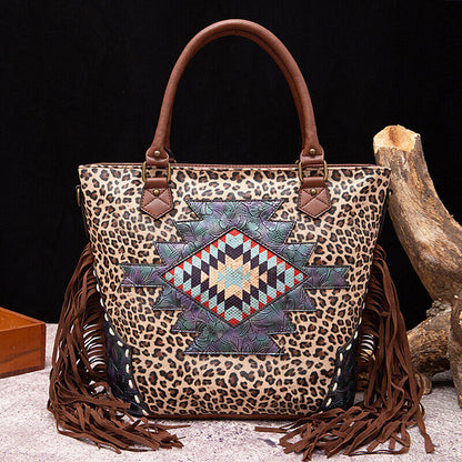 Retro Fashion Tassel PU Leather Shoulder Messenger Women's Bags Stock Tote Bags