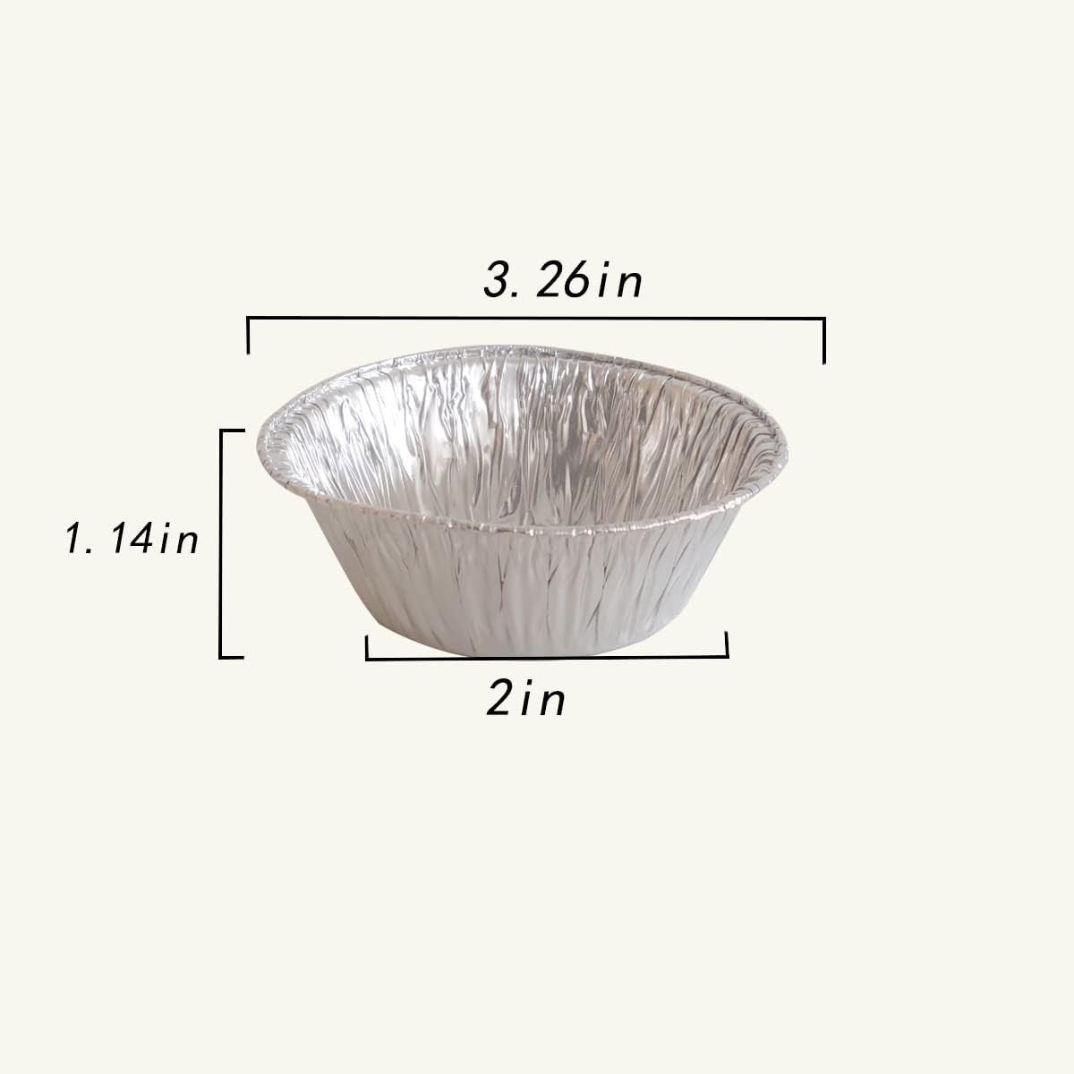 100PCS Mini Round Egg Tart Pans Aluminum Foil Eggtart Mold Cupcake Pie Case