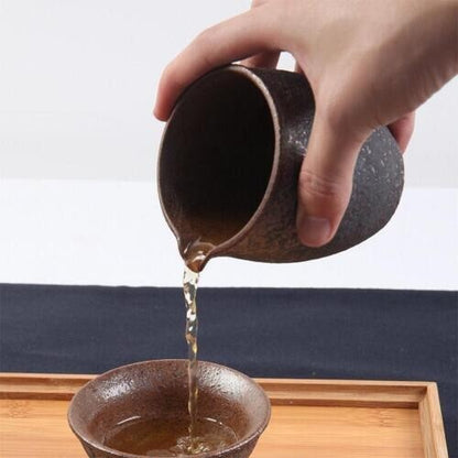 Simple Rust Glaze Firewood Ceramic Tea Pitcher Cha Hai 225ml