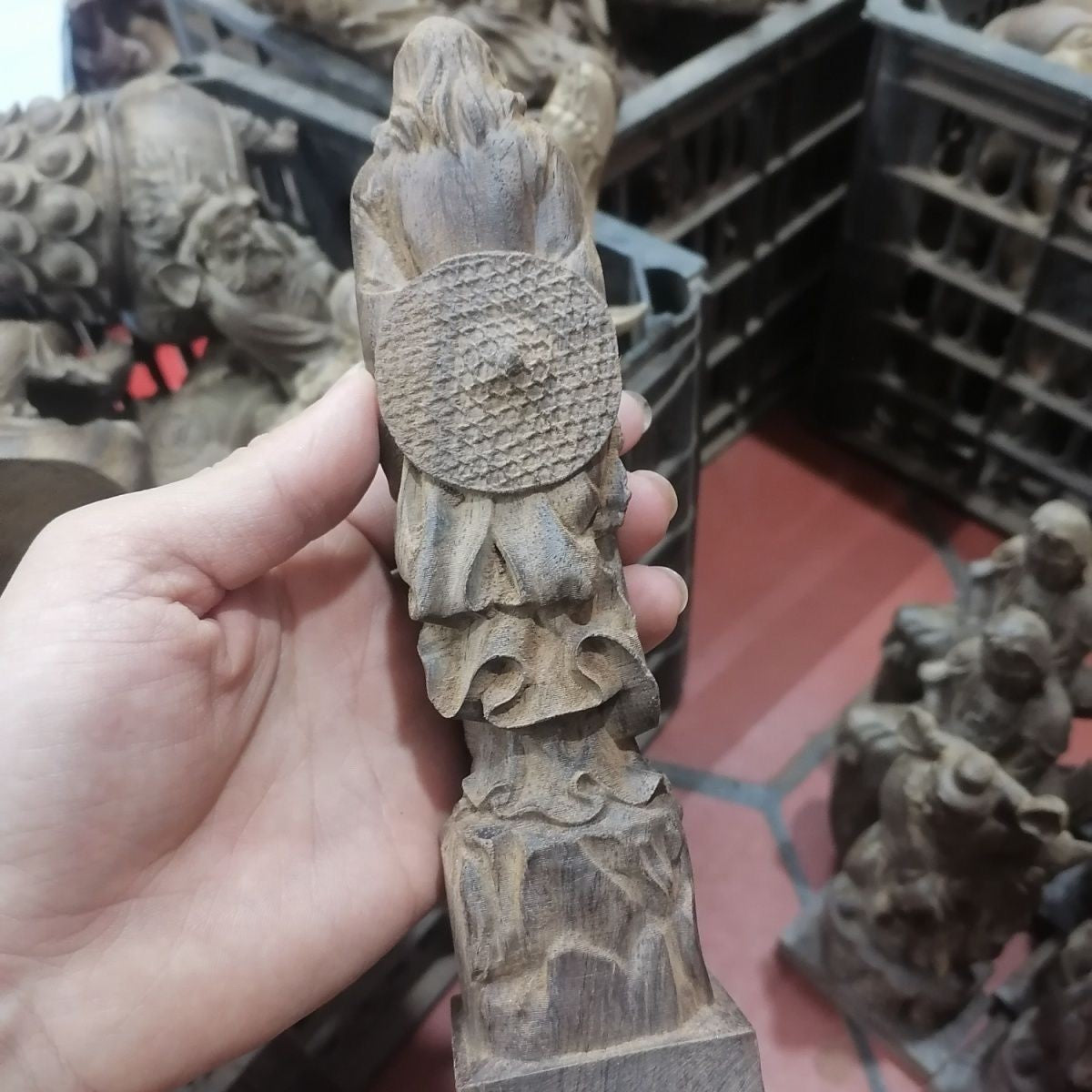 Eaglewood Dharma Buddha Statue Agarwood Carving Zen Wood Craft Decor