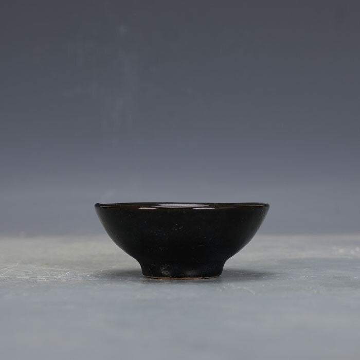 3.35 inch Chinese Song Jizhou Kiln Porcelain Black Glaze Maple Leaves Teacup Cup