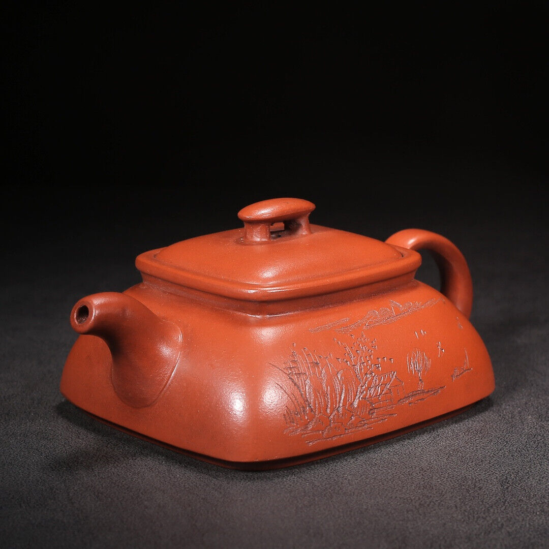 Chinese Yixing Zisha Clay Handmade Exquisite Teapot （四方 底款：曼希陶艺）