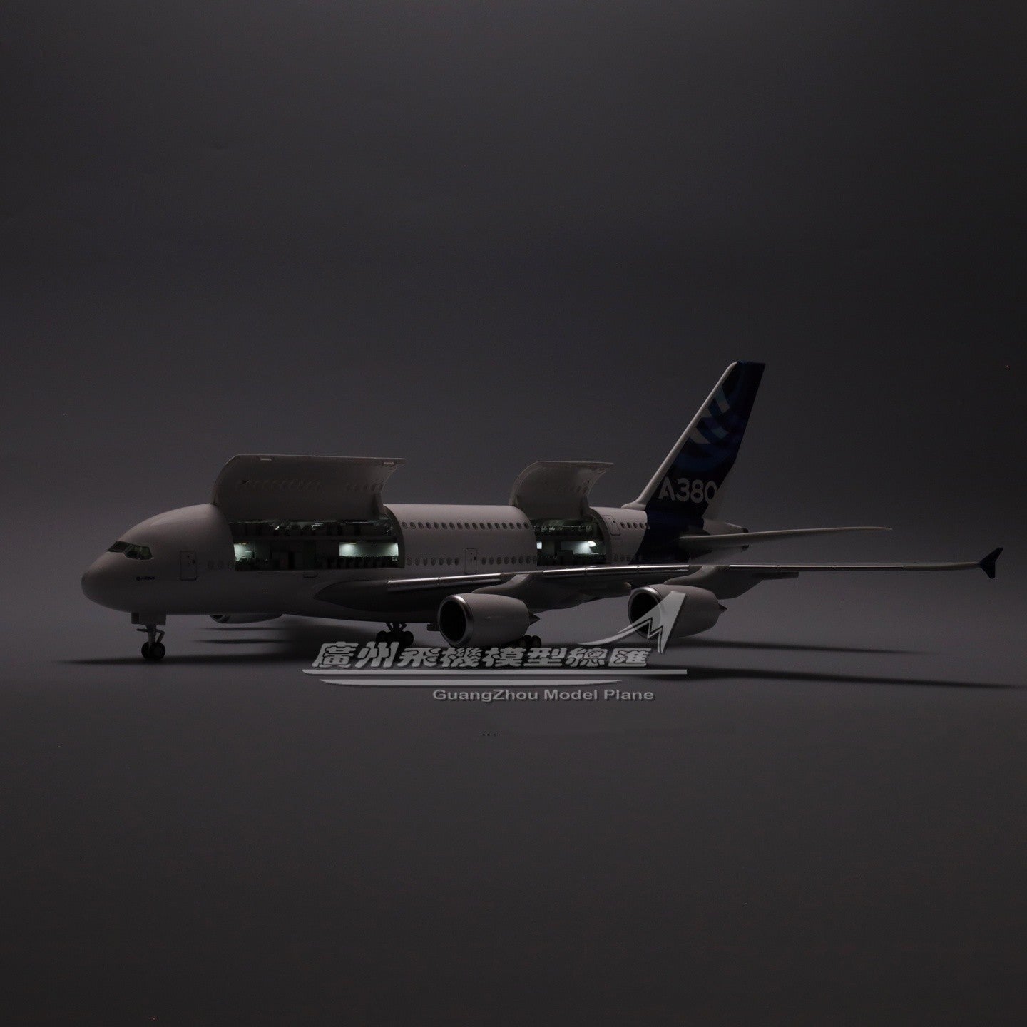 1:160 46CM AIRBUS A380 Passenger Airplane Led Sound- controll Light Resin Model