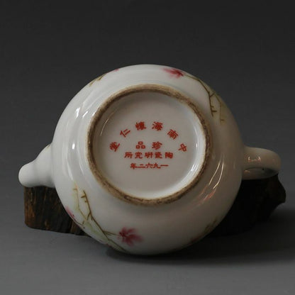 12.6cm Exquisite China Old Porcelain Peach Blossom Pattern Teapot Kung Fu Tea