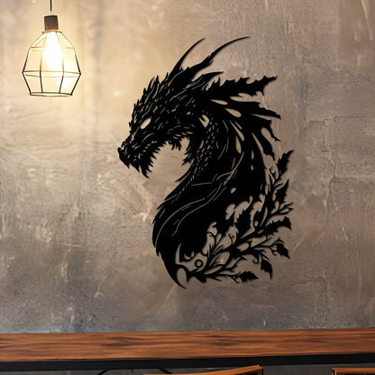 Animal Plant Patterns Unique Housewarming Gift for Home Metal Dragon Wall Art