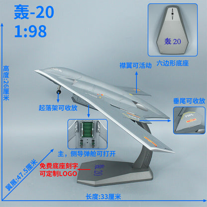 1:98 48CM H-20 Strategic Stealth Bombers Fighter Plane Diecast Aircraft Model