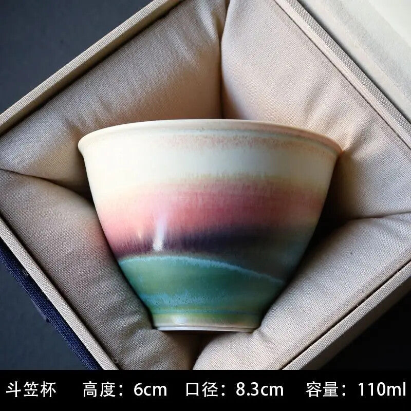Ceramic Tasting Tea Cup Large Cup Kiln Change Master Cup Retro Ink Wind Drinking