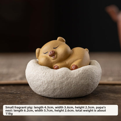 Piggy Yellow Mud Purple Sands Tea Pet Ornament 6.2cm Tea Set Decoration Tea Play