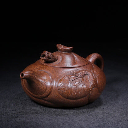 Chinese Yixing Zisha Clay Handmade Exquisite Teapot （鱼化龙 底款：朱可心）