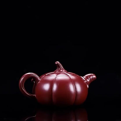 Full Handmade Tea Pot Marked Pumpkin Engraved True Yixing Zisha Purple Clay Pots