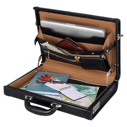 New Leather Travel Briefcase Side Combination Lock Office Business Handbag