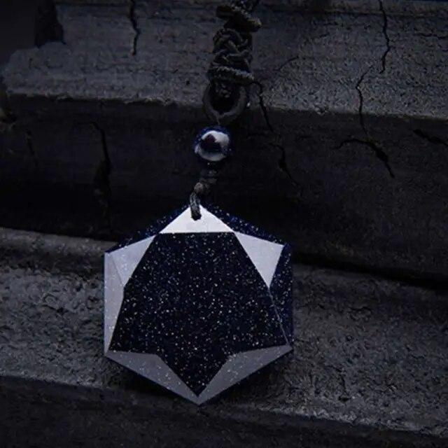 Blue Goldstone Hexagram Talisman Pendant Healing Reiki Women Men Necklace Gifts