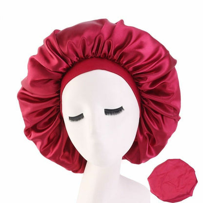 Sleep Night Cap Big Size Beauty Satin Silky Bonnet Head Cover Hat Curly Springy