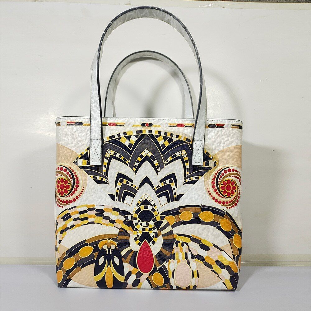 Floral Traveling Shoulder Bag Textured Leather Shopper Large Bag Women Handbags